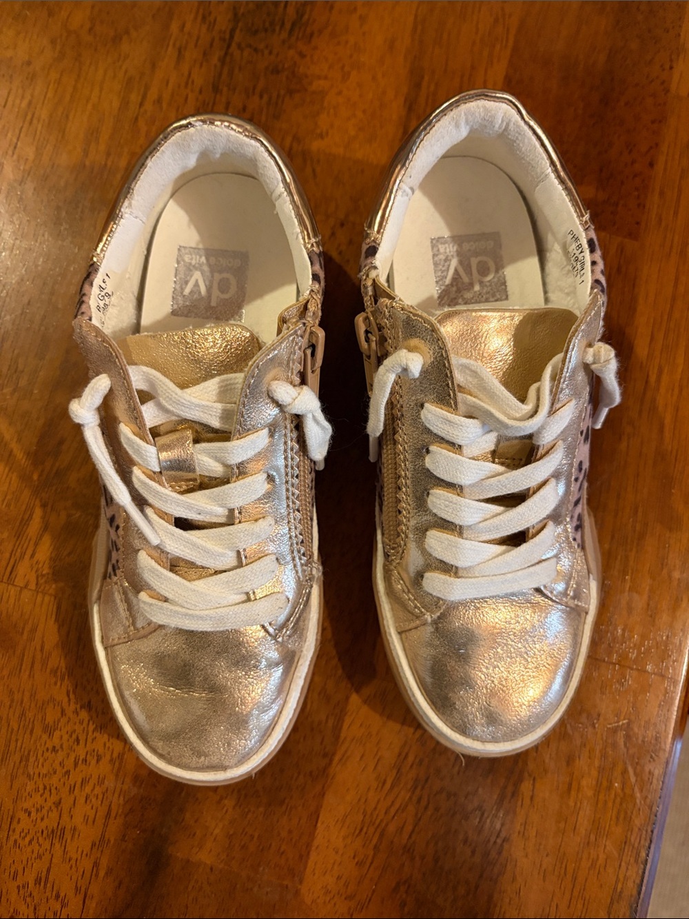 Dolce Vita Kids Metallic Gold Sneakers with White Laces